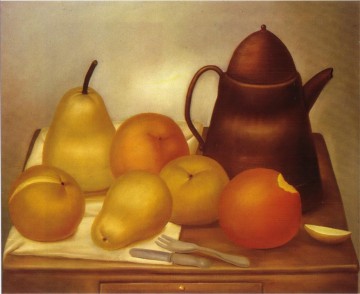 コーヒーポットのある静物 フェルナンド・ボテロ Oil Paintings